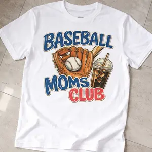 Baseball Moms Club T-Shirt, Trendy Game Day Doodle Graphic Tee, Baller Mom Sports Fan Unisex Shirt