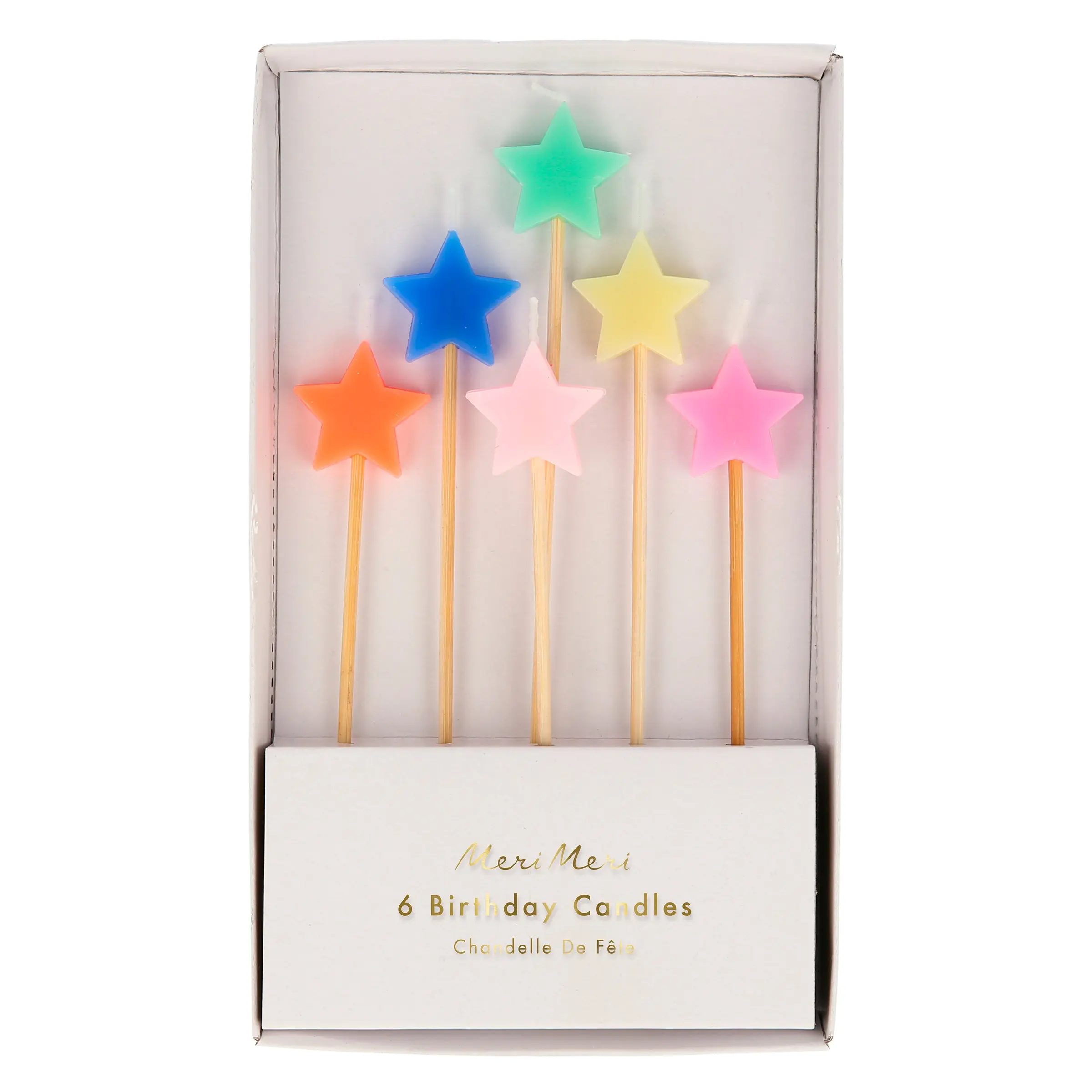 Mixed Star Candles (x 6)