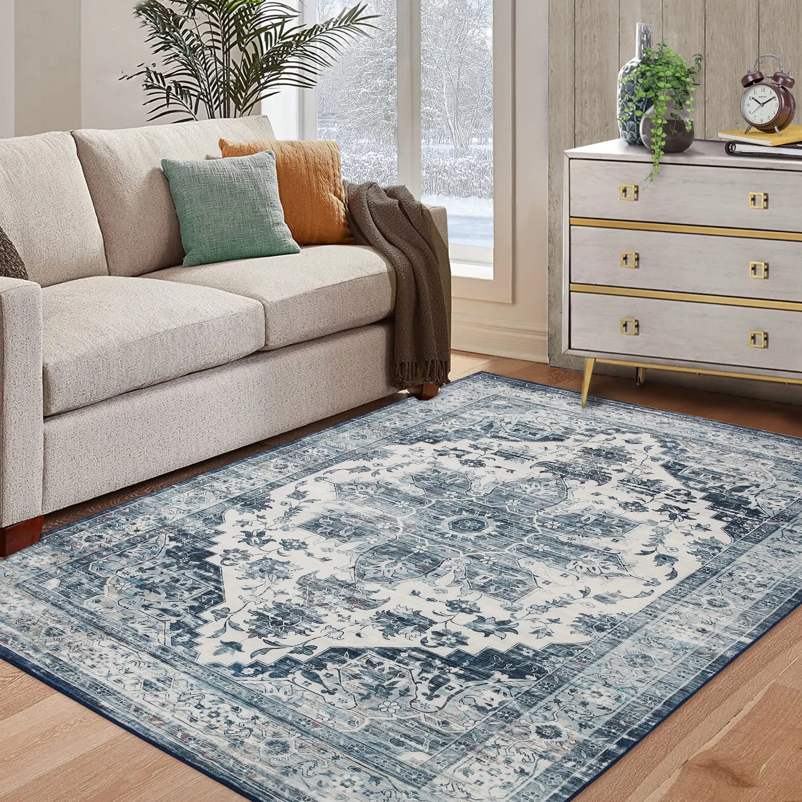 Bohemian Style Rug Vintage Printed Carpet Soft Non-shedding Rug Non-slip Hallway Carpet for Bedroom Office Laundry Hallway Persian Carpet