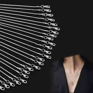 24PCS Silvery Snake Chains Necklace,1.2mm DIY Charms Link with Lobster Clasps,for Jewelry Making,DIY Crafts,Necklaces Bracelet Making Tools,Great for Birthday Gifts,Party,Wedding