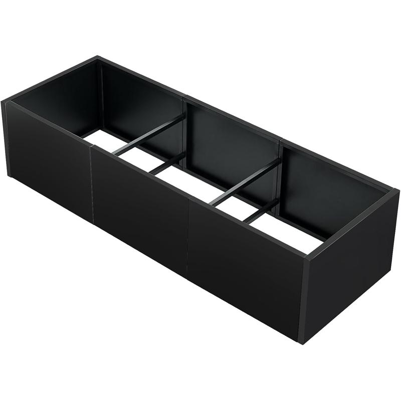 Large Rectangular Metal Planter Box with Drainage Holes, Heavy Duty Outdoor Steel Raised Garden Bed, Snap-Together No-Tool Assembly for Patio, Balcony, Garden