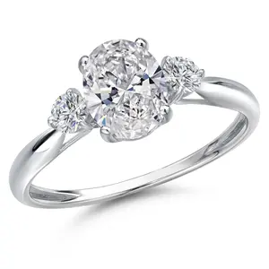 1.22 Cttw Lab Grown Diamond 3-Stone Ring for Women | 10K White Gold | Center Diamond 1.00 Ct | IGI Certified | E-F Color | VS1-VS2 Clarity