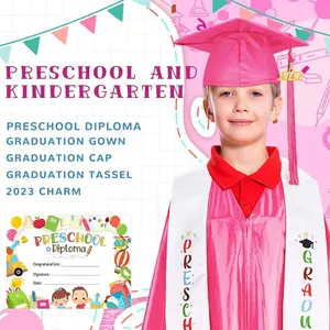 Preschool & Kindergarten Graduation Gown Set with Cap and Tassel for Elementary School and Preschool Graduation Photo Shoot