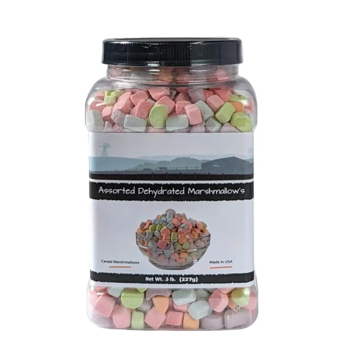 Assorted Dehydrated Marshmallows in Reusable Container Cereal marshmallows