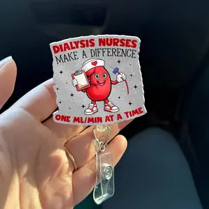 Dialysis Nurse Badge Reel - Funny Kidney Renal Nurse Acrylic Retractable ID Holder, Healthcare Gift GZD