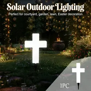 Solar Powered Cross Decorative Light Outdoor Garden Landscape Lamp, Perfect for Halloween Easter Lawn Yard Cemetery Decoration