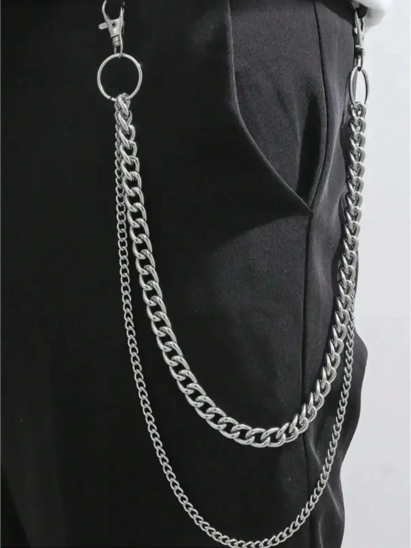Detachable Chain Pants Accessory, Adjustable Waist Chain, Trendy Metal Hip Hop Dance Vintage Jeans Hanging Chain, Unisex Streetwear Fashion Jewelry, Body Chain
