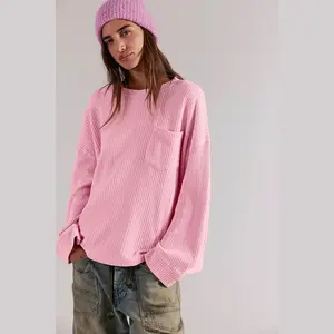 Chouyatou Women's Loose Waffle Knit Crew Neck Long-Sleeve Casual Knitwear Chouyatou Women's Loose Waffle Knit Crew Neck Long-Sleeve Casual Knitwear
