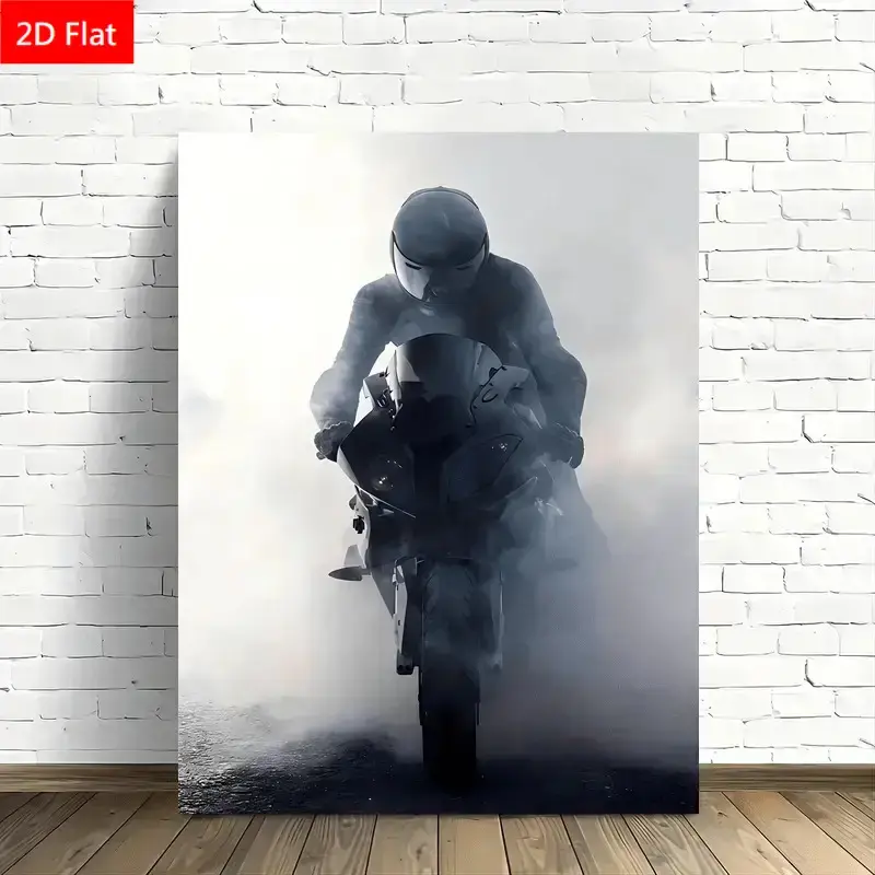1pc Modern Motorcycle Rider less   Canvas   - Dynamic Motorcycle Action Art in Black & White,  Wall   for Home, Office, Bar, Cafe, Bedroom - Stylish Biker Gift for Men, Motorcycle Enthusiasts, Christmas Present -   & Canvas A