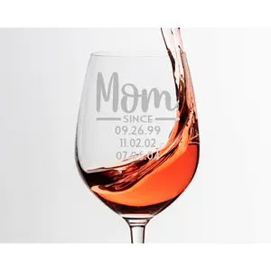 Happy First Mother's Day Father's Set of 2 Wine Glasses Personalized Kids Birthdates from Daughter Son New Mommy Retirement Congratulations