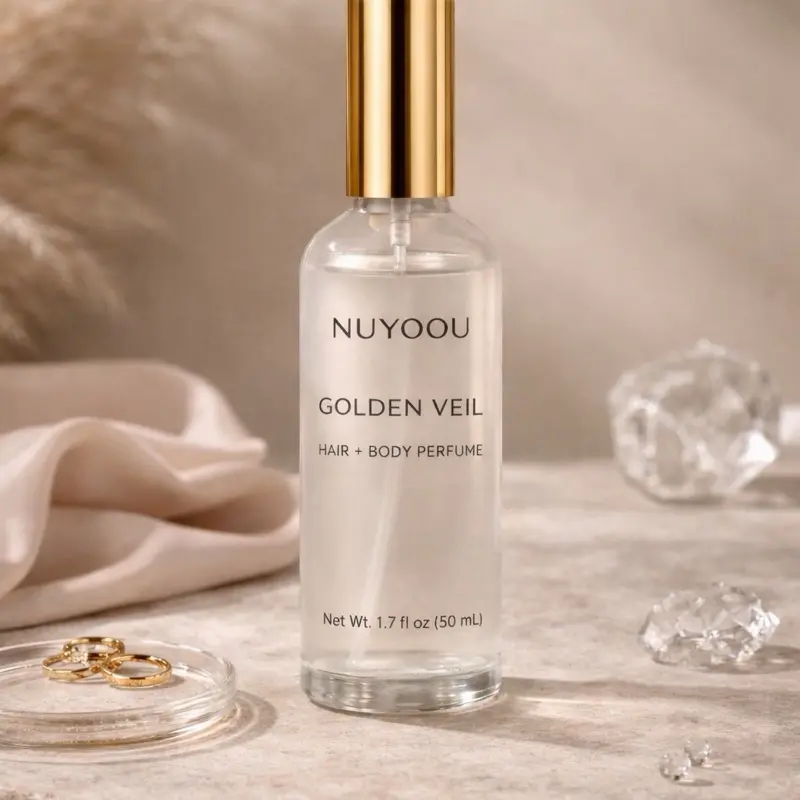 NUYOOU Golden Veil Luxury Body & Hair Fragrance 1.7 ounce Infused with Argan Oil for Hydration and Captivating Scent