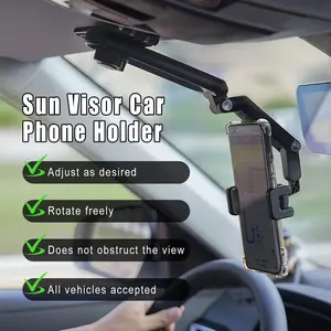 New 1080° Multi-function Sun Visor Universal 360 Degree Rotating Phone Holder for Cars - Rotatable & Retractable Design for Drivers & Co-pilots
