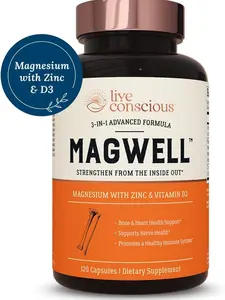 Live Consciowus Magwell Magnesium Zinc & Vitamin D3 - Magnesium Glycinate, Malate, & Citrate - Triple Supplement for Women & Men - for Sleep, Bone, Heart, Immune Support - 120 Caps