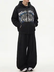 Zip Up Hoodies Y2k Jacket Graphic Gothic Grunge Cross Hoodie Baggy Streetwear Emo Sweater Aesthetic Clothes for Womenswear - Casual