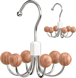 2-Pack 360° Swivel Hoodie Hangers with 6 Cedar Balls, Closet Organizer for Bra, Scarves, Belts, Purse & Accessories Storage