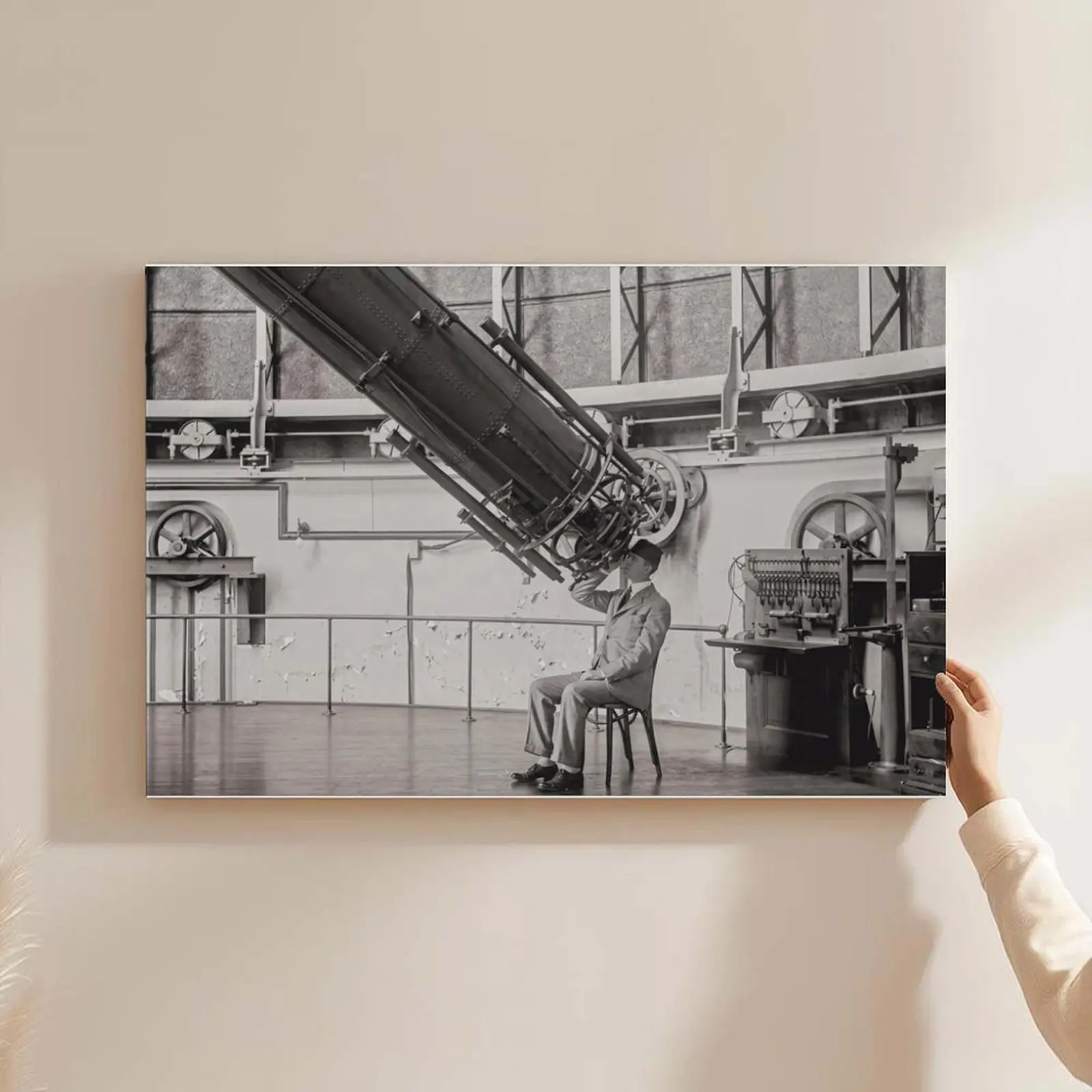 Astronomy Educational Poster Retro Astronomy Print Canvas - Stunning Black and White Telescope Wall Art, Vintage Educational Poster for Modern Home & Office Decor