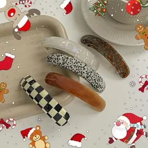 Oval Shaped Hair Clip, 5 Counts/set Vintage Acid Spring Clip, Heatless Styling Tool for Women & Girls, Hair Accessories for Daily Use, Flat Claw Clips