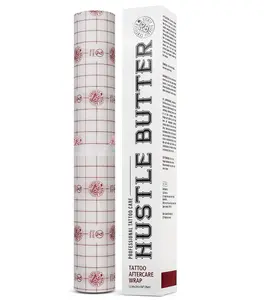 Hustle Butter Second Skin Tattoo Wrap - 9.8 Inches x 2.2 Yards - Transparent Adhesive Roll - Easy Removal, Mess-Free Body Art Wrap - Breathable & Latex-Free - for Medium Tattoo Aftercare