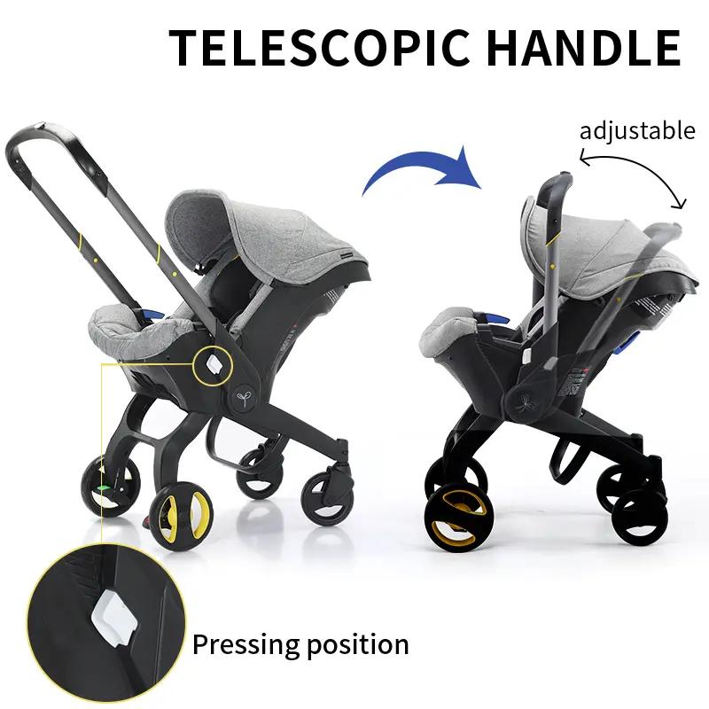 Summervibes BRODARK 3-in-1 High-Landscape Baby Stroller, Multi-Functional Collapsible Lightweight Travel Stroller with Adjustable Bassinet for Outdoor & Mall Use, Collapsible Stroller,Adjustable Baby Cradle Stroller Basket,Convertible Reversible Stroller