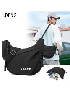 New Men's Large Capacity Canvas Dumpling Bag, High-End Commuter Crossbody & Casual Shoulder Bag