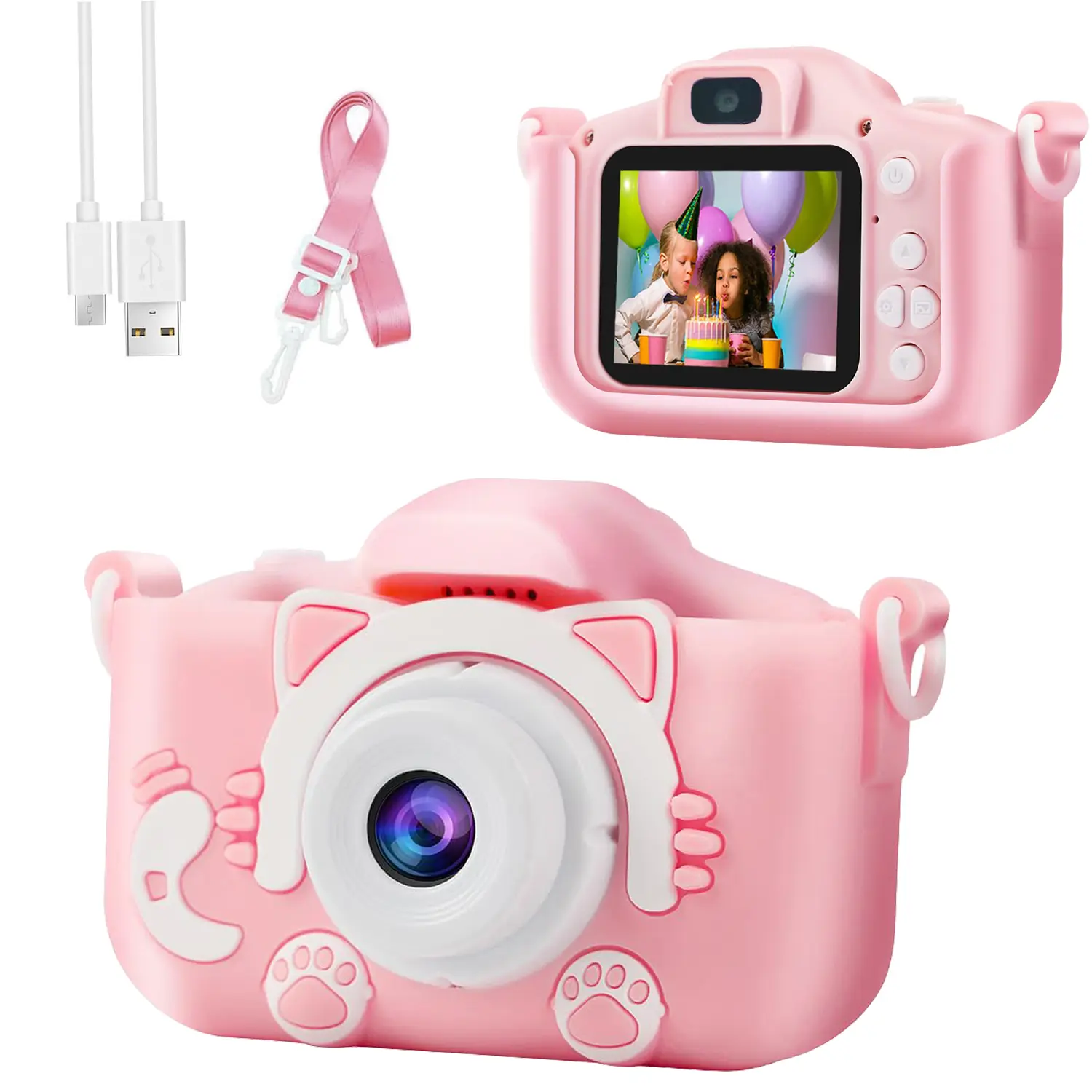Kids Camera, Dual Camera, 1080P HD, 48 Megapixels, with Video Function, Five Games, Multiple Filters Available, Kids Birthday Gift