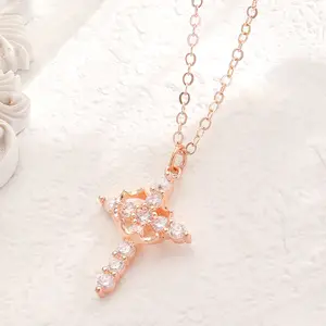 Adjustable Crown & Cross Jewelry Set - Faith-Inspired Pendant Necklace & Drop Earrings Exquisite All-match Accessories Faith Rhinestone Jewelry Gifts for Girls Daily Party Decor