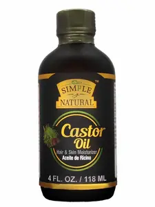 Simple & Natural Castor Oil 4oz Pure Aceite de Ricino for Hair Eyelashes & Eyebrows Moisturizer Natural Ingredients Versatile Use