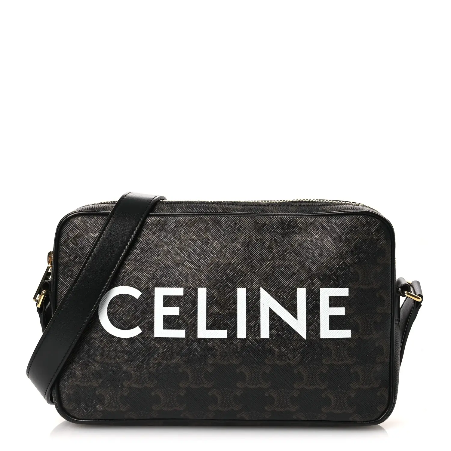Pre-owned Celine PVC Shoulder Bags Triomphe Canvas Medium Messenger Bag Black 4000020028264