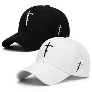 2PCS Faith Cross Embroidered Baseball Cap – Unisex Vintage Dad Hat, Adjustable Breathable Streetwear Snapback for Daily Wear & Outdoor Sports