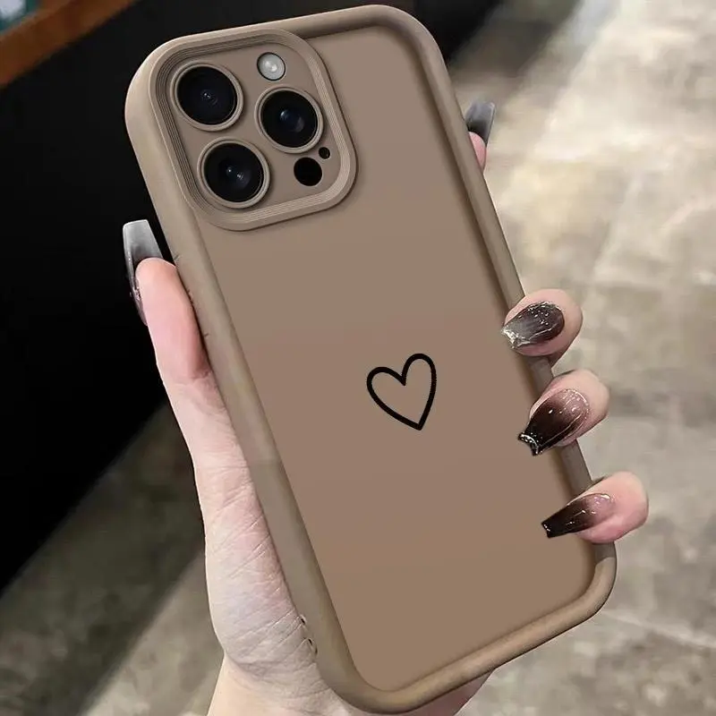 Soft Silicone Cellphone Case - Heart Design, Drop Protection, Shockproof Protector Shell Casing for iPhone 11, 12, 13, 14, 15, 16, 17 Pro Max, Air, Plus Mobile Phone Accessories