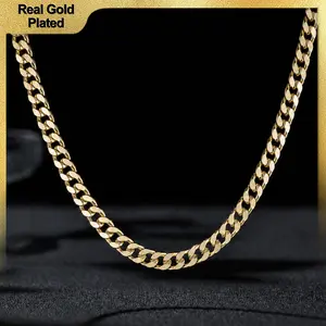 Holylegend 14K Real Gold-Plated Concave CubanNecklace Chain 24 Inches Long,Tarnish-Free, 8mm/10mmWidth, Secure Clasp, Gift， Fresh Gold Styles For Everyday Wear