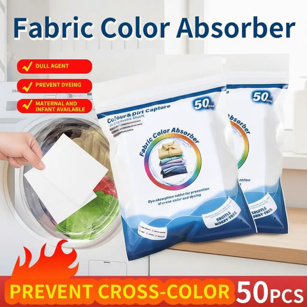 50 Count Laundry Color Catcher Sheets – Nano Adsorption Technology, Safe Gentle Formula, Mixed Washing Stain Prevention, Effective for Clothes Cleaning, Disposable Pack, One-Use