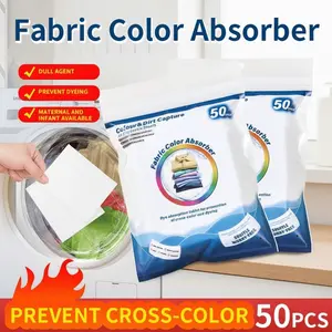 50 Count Laundry Color Catcher Sheets – Nano Adsorption Technology, Safe Gentle Formula, Mixed Washing Stain Prevention, Effective for Clothes Cleaning