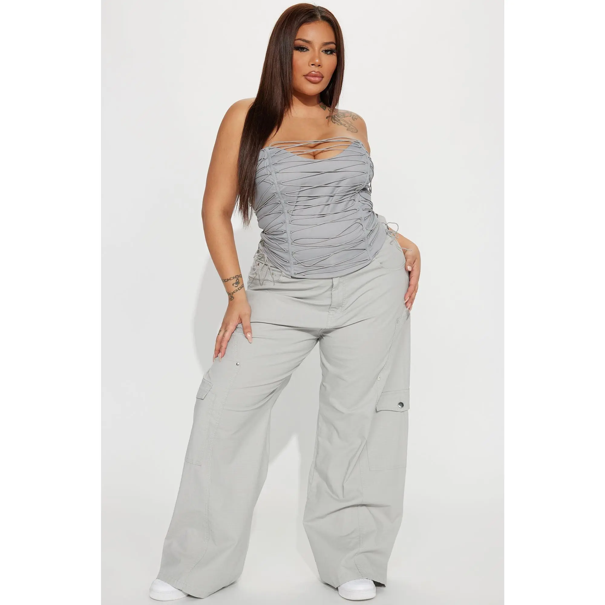 All The Details Corset Top - Grey - TikTok Shop