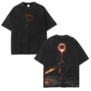 Dark Souls Wash tshirt, Dark Soul Merch, The Soul of Cinder - Cotton Fabric, Menswear Top , Casual Shortsleeve Streetwear Tropical Graphic men graphic tees graphic teetrend Hoodie Print Straight Black Crewneck