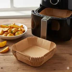 Eco-Friendly Disposable Air Fryer Baking Paper Liners Square Non-Stick Parchment Sheets Waterproof & Greaseproof Fits Most Baskets for Easy Cleanup Kitchen Cooking Accessories Reduce Mess Save Time