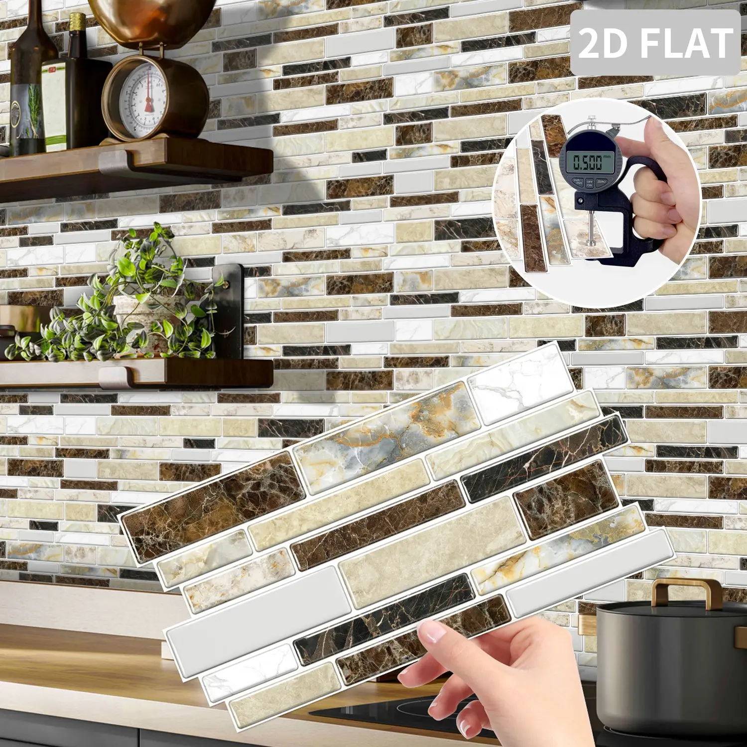 (12pcs/24pcs/48pcs) Peel and Stick Splashback Tile Stickers, Artificial Marble Waterproof Oil-proof Wallpaper, Suitable for Kitchen, Bathroom, Wall Decoration, Home Decor, 12cm x 24.6cm