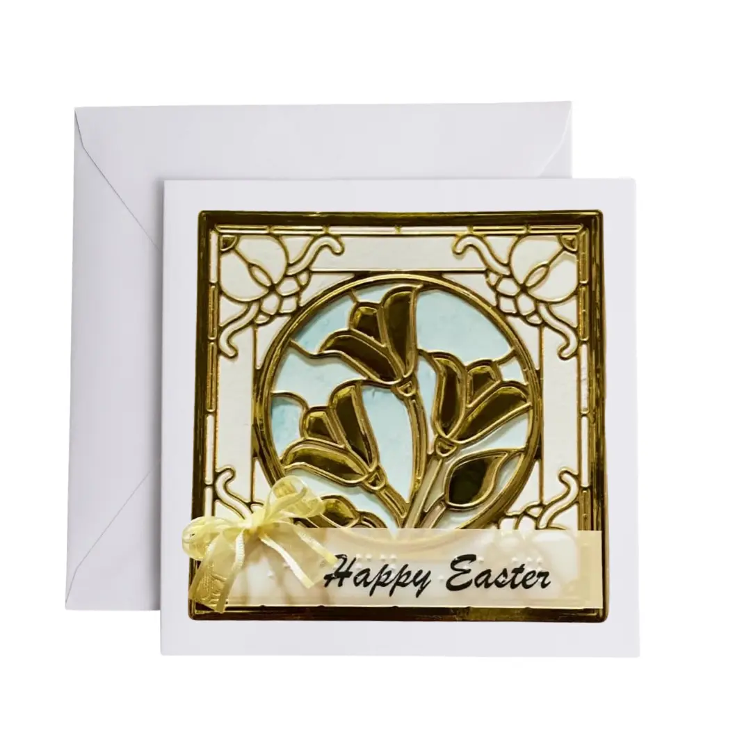 Braille Easter Greeting Cards Card – “Golden Lily”