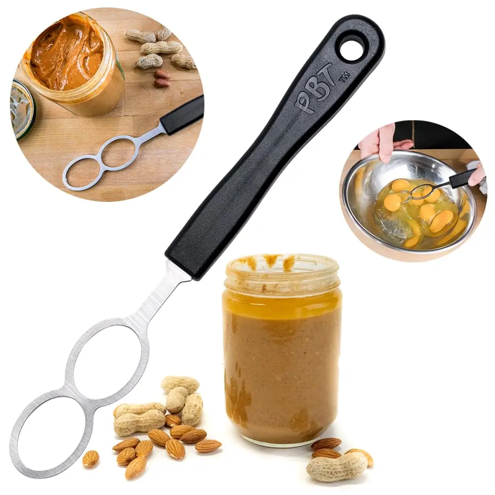 PBT - Peanut Butter Mixer, Stainless Steel Stirring Tool for Natural Peanut Butter, Dough, Yogurt, Sauces, and More - Fits Any Container Size, Less Mess, Dishwasher Safe