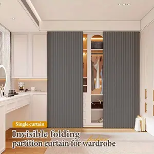 Bohemian Style Invisible Folding Blind Thermal Insulated Curtain, Adjustable Top Eyelets, Ideal for Cabinets, Wardrobe Doors, Hallway Decor, Living Room Insulation