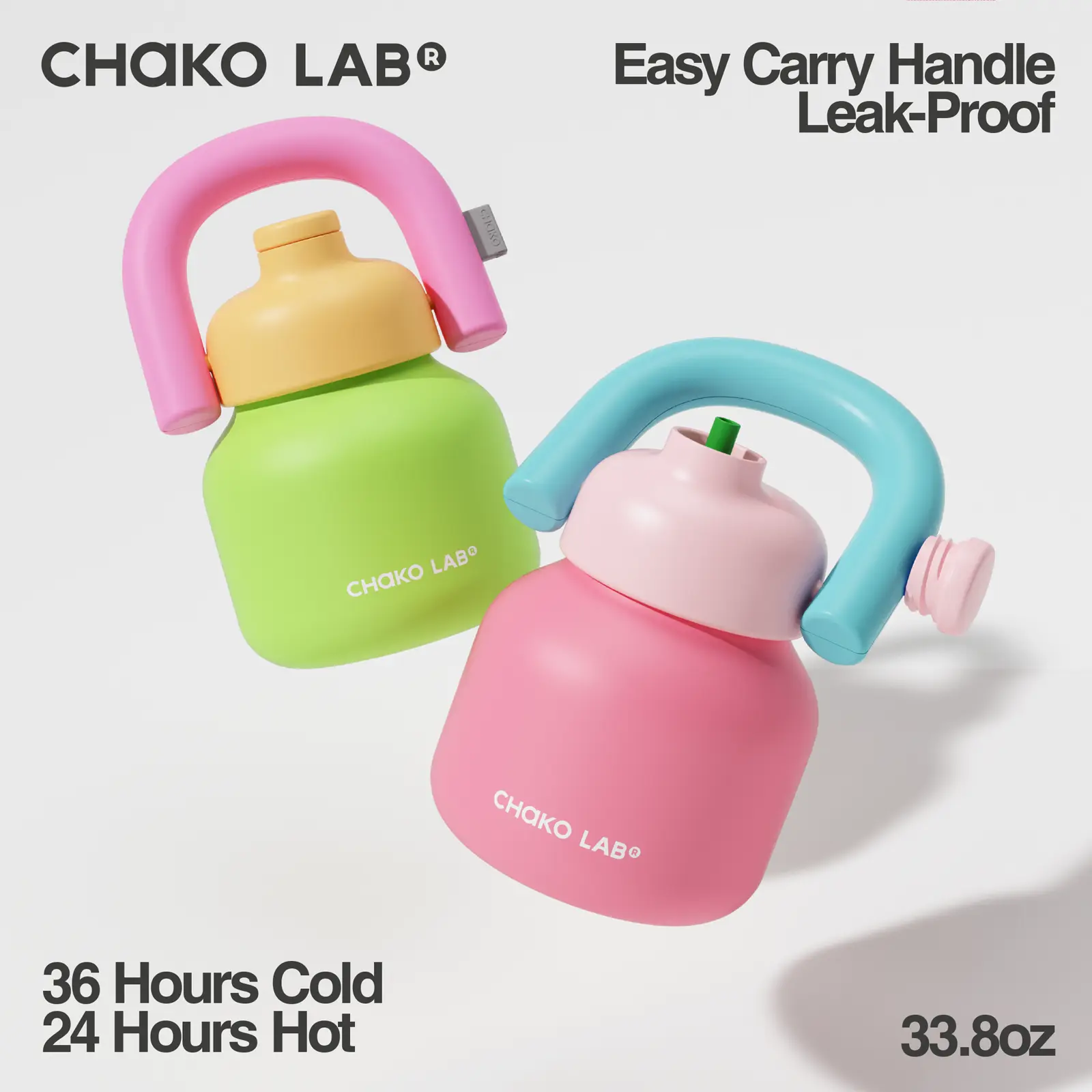 CHaKO LAB Linlin Kettle Insulated Water Bottle with Straw Lid, handle,Straw & Screw Top ,33oz,Stainless Steel  Water Bottle for Fitness and Sports,BPA Free Kettle Coffee Kettle Portable Tumbler