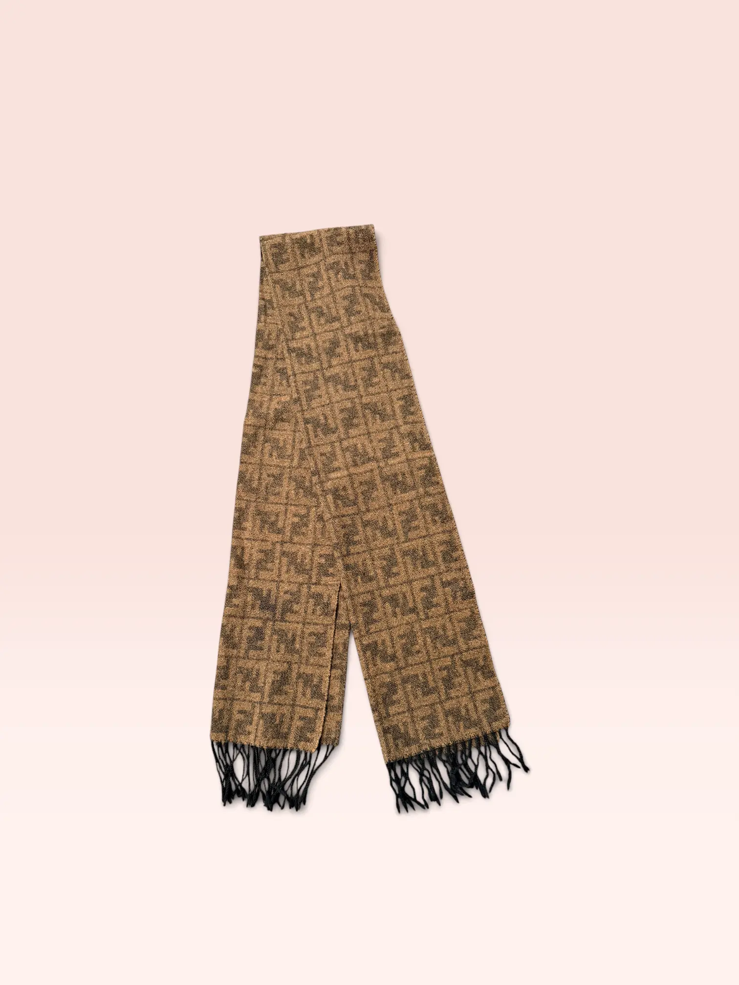 Pre-owned Fendi FF Zocca Print 100% Wool Scarf