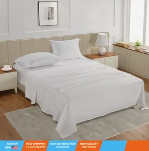 Lane Linen 100% Cotton Sheets For Queen Size Bed, 450 Thread Sateen 4 Pc Queen Sheet Set, Cooling Sheets Queen Size, Soft and Breathable Bed Sheets Queen, Deep Pocket Queen Sheets - White Queen sheets