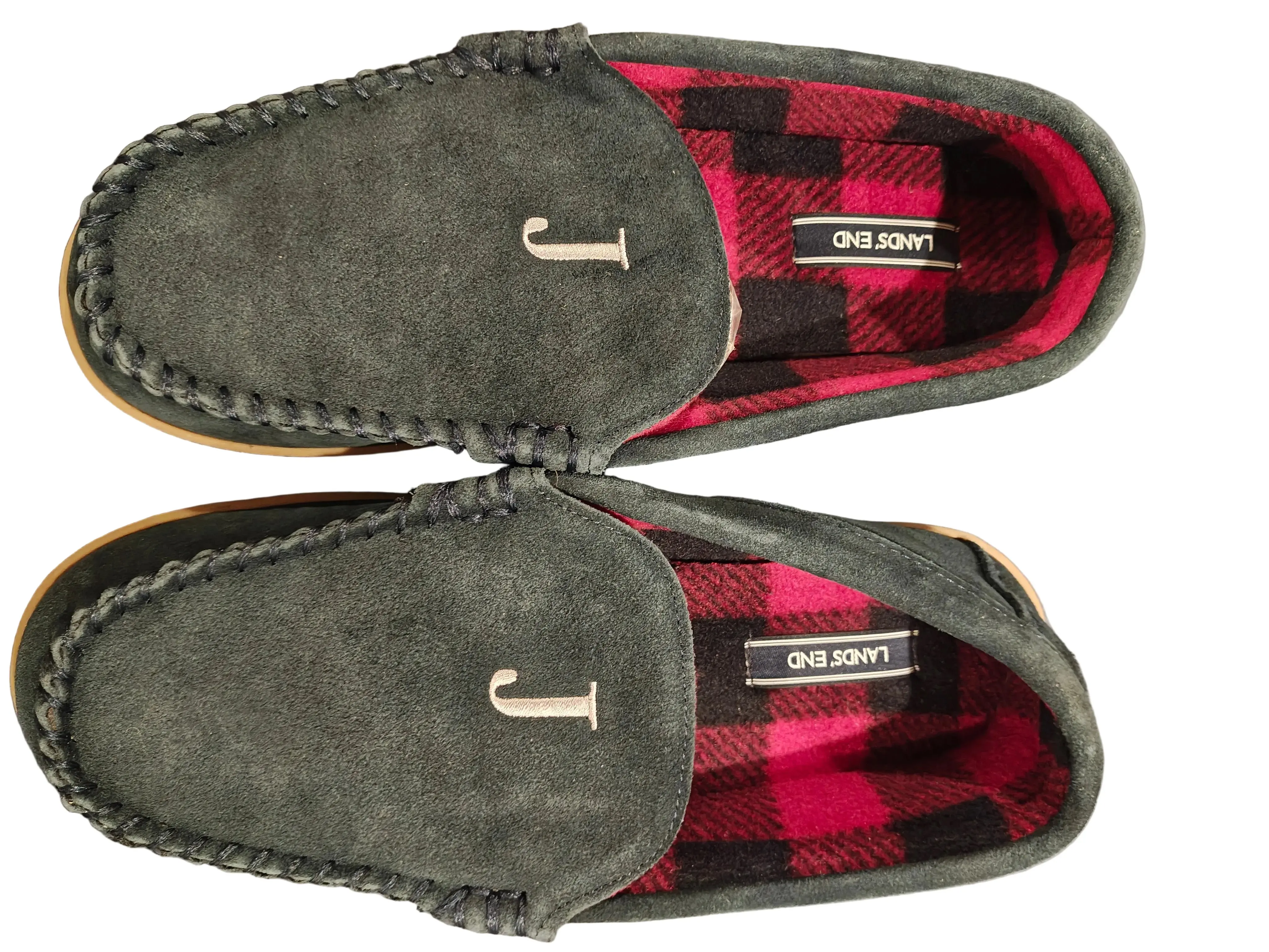 Lands' End Men's Classic Flannel-Lined Suede Slip-On Moccasin Loafers - Cushioned Foam Sole, Indoor-Outdoors Flat Footwear, Size 9, Perfect Gift for Him