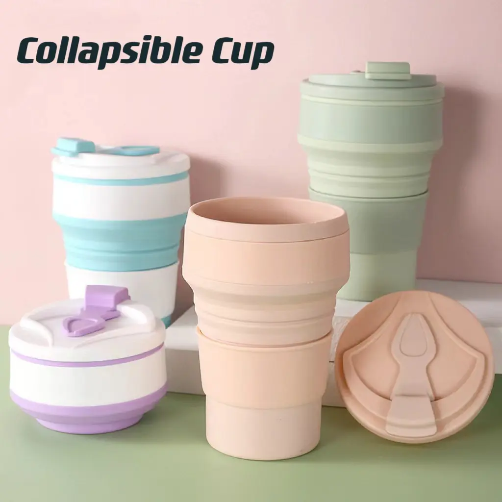 Silicone outdoor cup Collapsible retractable mark silicone cup Multi-functional travel coffee cup Easy to carry water cups