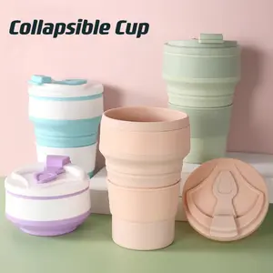 Silicone outdoor cup Collapsible retractable mark silicone cup Multi-functional travel coffee cup Easy to carry water cups