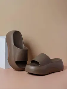 Women's Casual Plain Color Platform Slides, Comfortable Non-slip Soft Sole Slippers for Indoor Outdoor Wear, Fashionable Slippers for Daily Wear, Walking Shoes