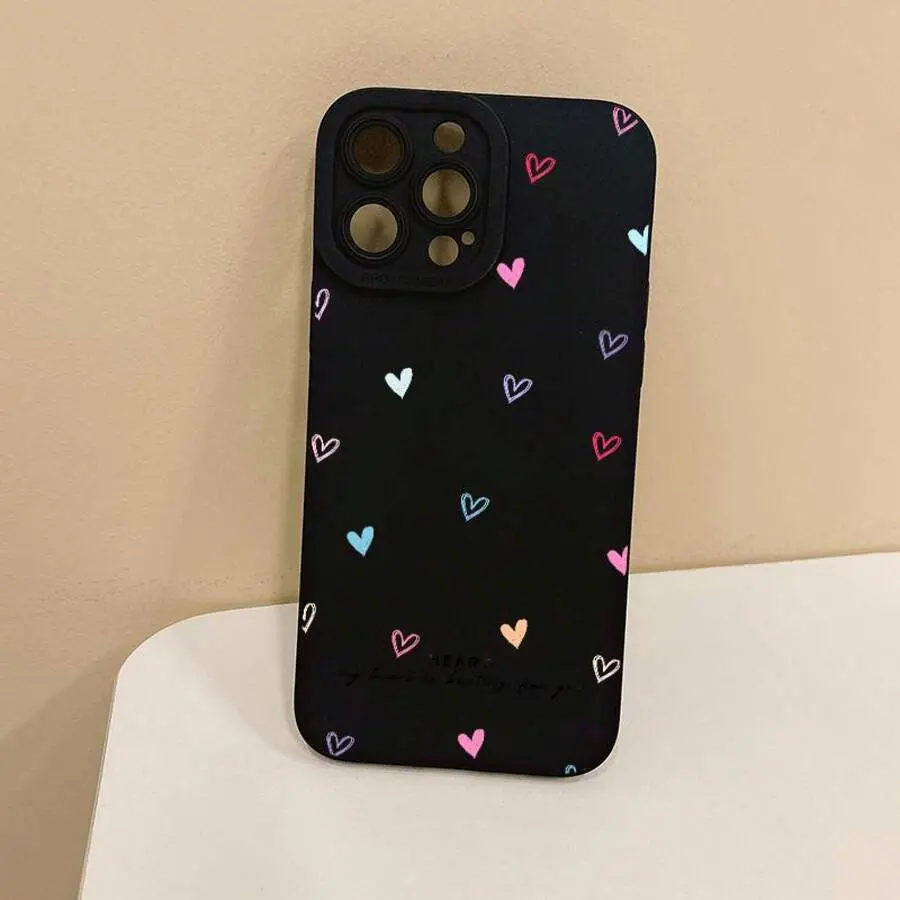 Colorful Hearts Smartphone Case - Stylish Accessory with Shockproof Protection, Compatible with iPhone 16,15,14,13,12,11 Plus,Pro Max,XS,XR,Mini,7,8,SE2,SE3 Cellphone Cover