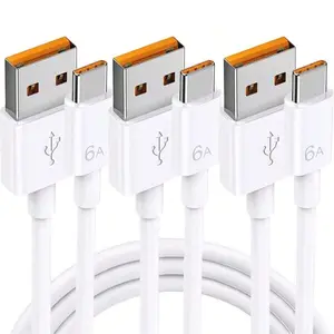 120W USB A to Type C USB Cable 3.3FT/6.6FT 1-3Pack 6A Super Fast Charing Line Compatible With Samsung Galaxy S24/S23/S22/S21/S20/S10E Note20/10, Smartphones USB-C Fast Charging Data Cord Mobile Phone Type C Charger Cord Fast Charging Solution