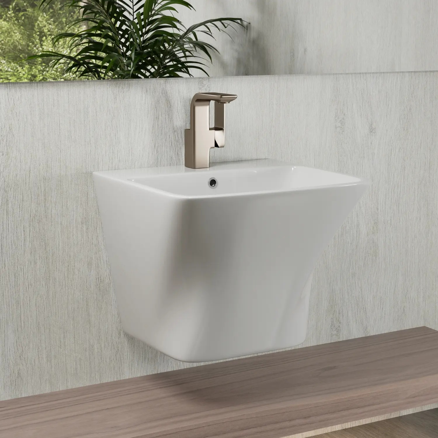 19'' x 17'' Wall Hung Sink, White Ceramic Floating Bathroom Vessel Sink with Curved Design, Deep Art Basin, Pop-Up Drain with Overflow, Includes 2 Drain Covers, Easy Installation for Modern Bathrooms, Laundry Rooms, or Garages
